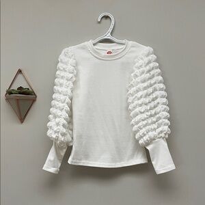 White Ruffled Sleeve Kids Top